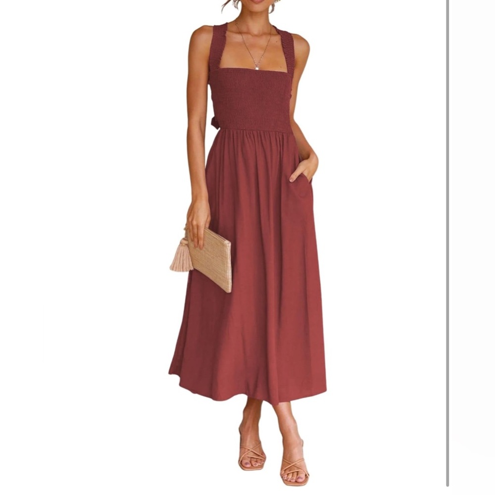 NWOT Elegant terra-cotta Midi Dress M